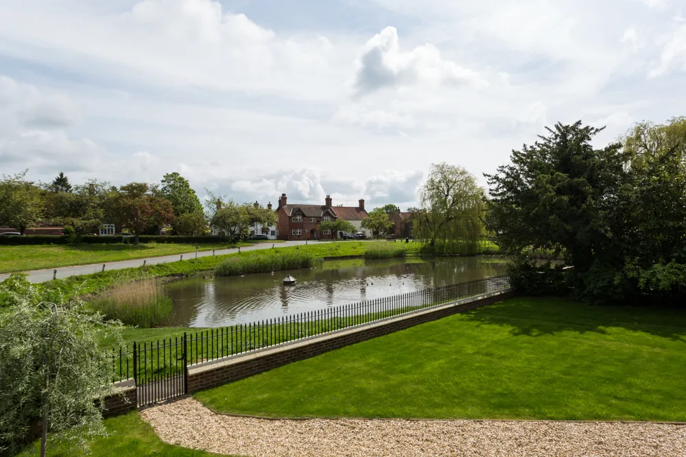 View from the house across the front lawn to the duck pond