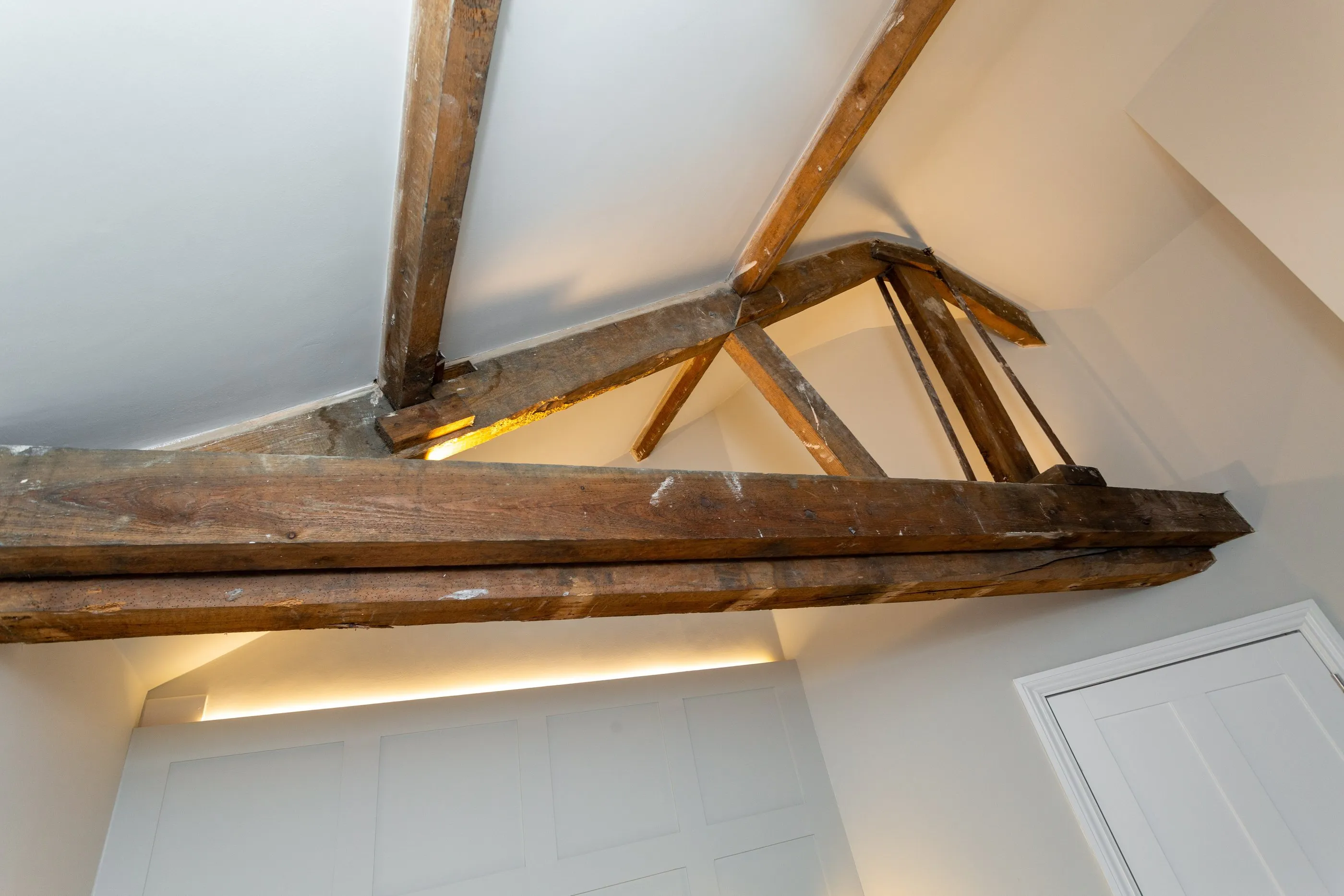 Original timber roof truss above the bedroom